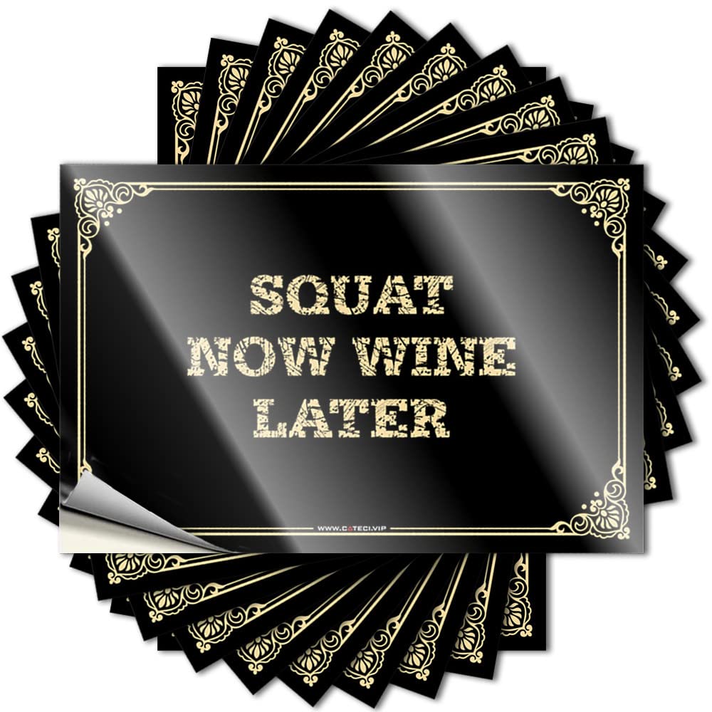 Beer Accessories Fluffy Lettering Sticker - Squat Now Wine Later Removable Decal Helmet Easy Peel for Adults(6X9CM)