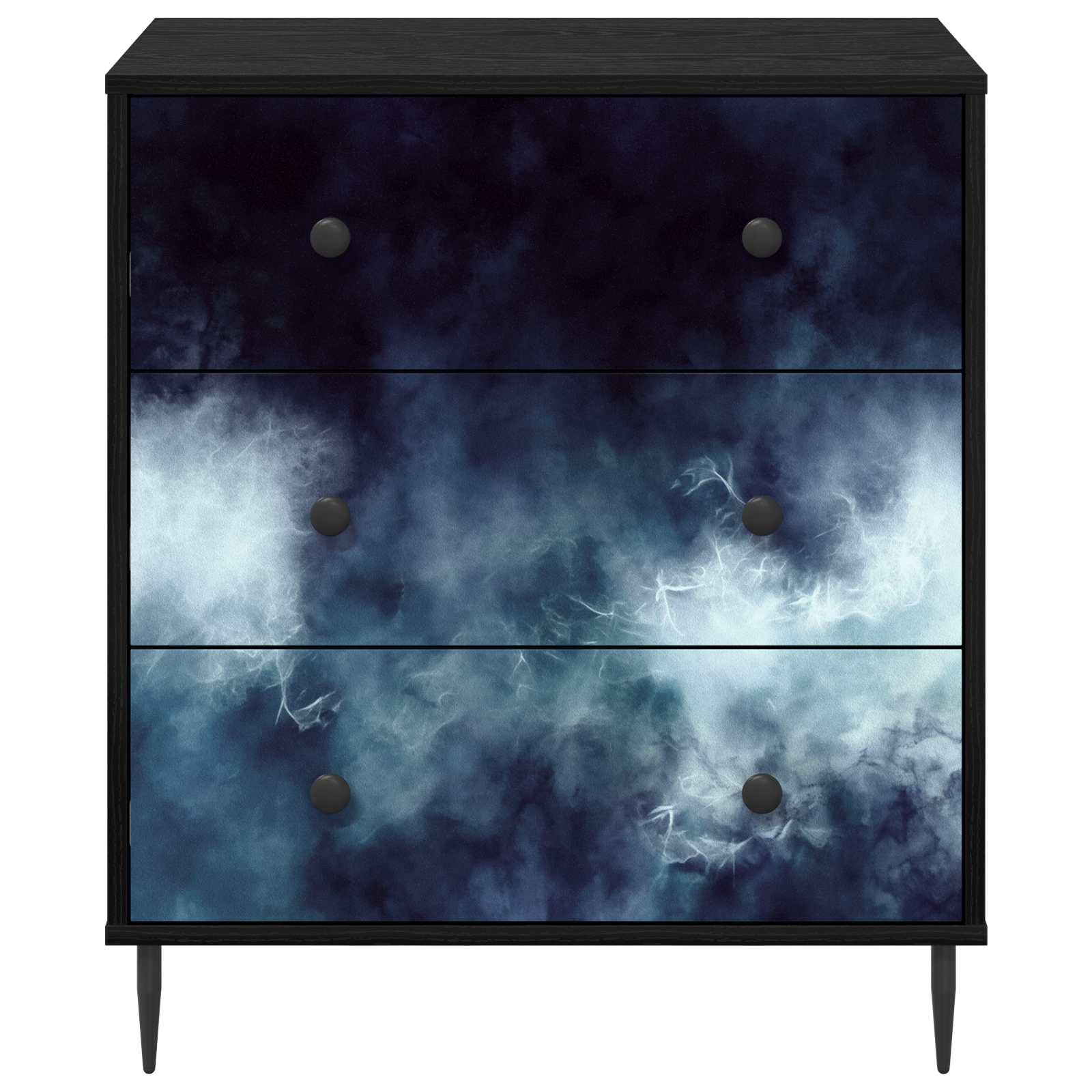 Komoda RAALTE drewno konstrukcyjne niebieski marmur 66 x 36,5 x 76 cm