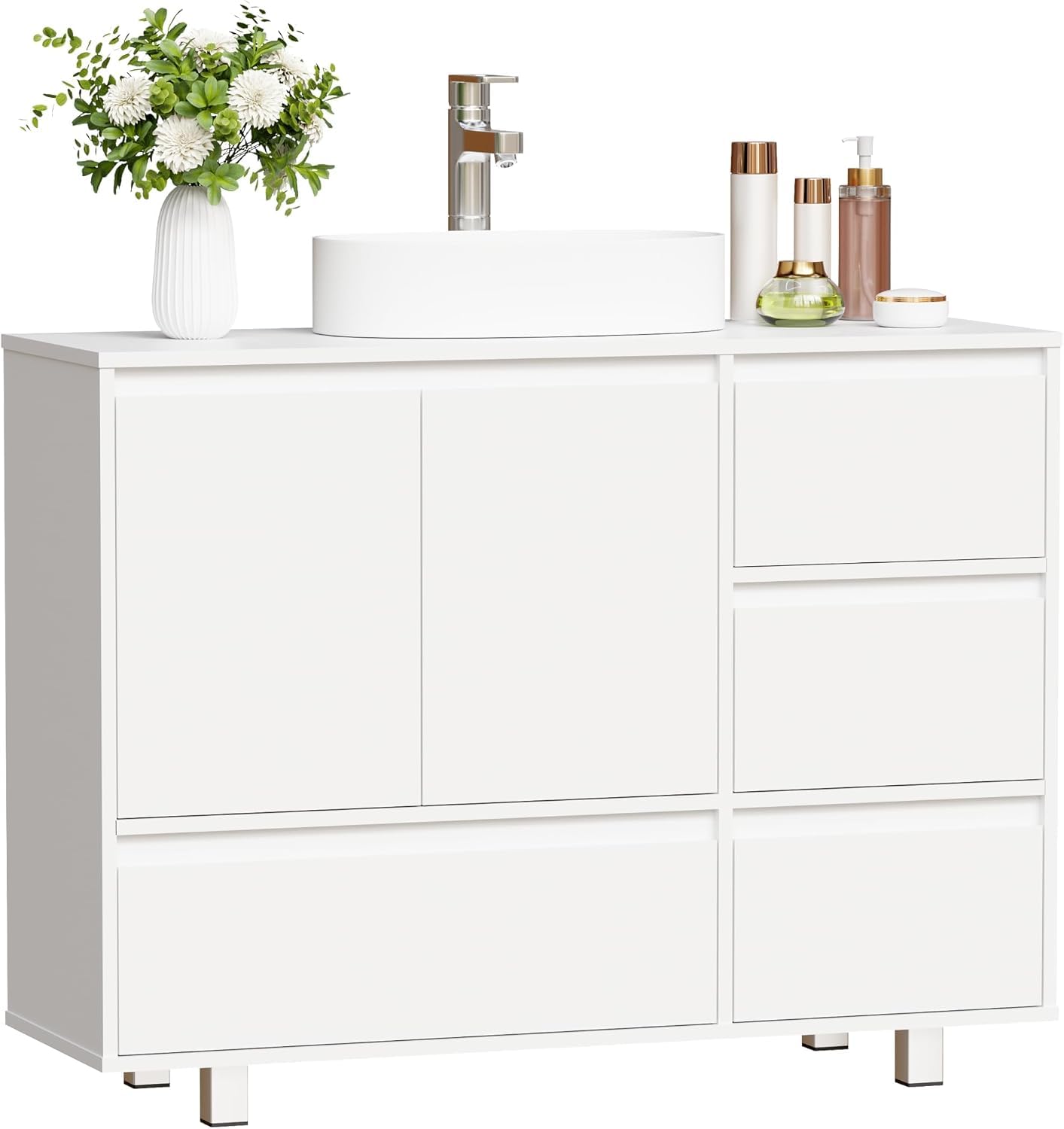 ANWBROAD Mobile Sottolavabo per Bagno Bianco,Mobile Bagno Sottolavabo