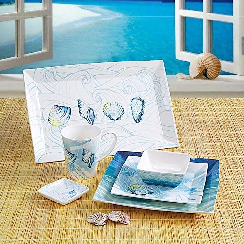 Island Plantations Lauren Roth Designer Hawaiian Ceramic Dinnerware Collection - Coastal Ocean (Dinner Plate) - Image 3