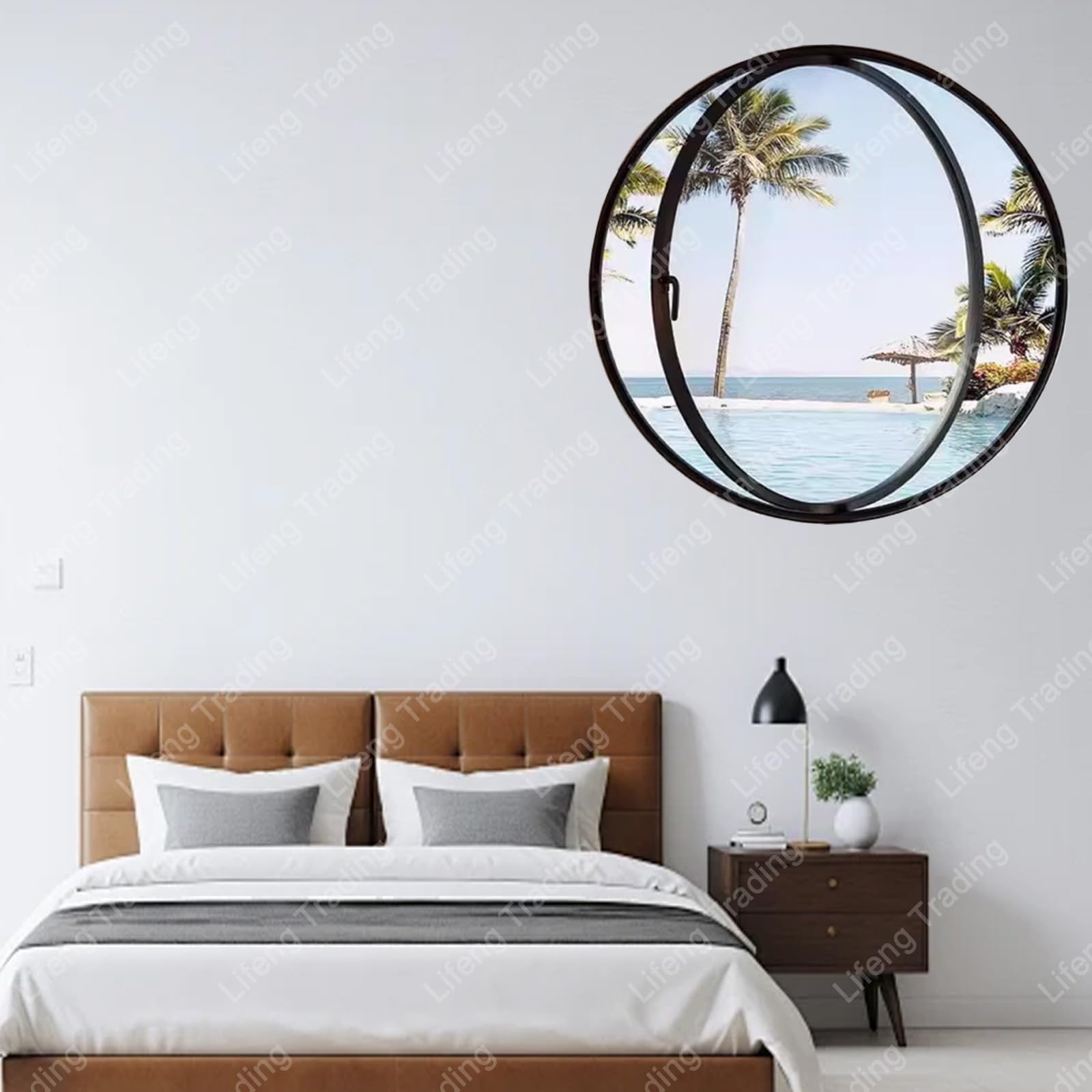 Ventana abatible de cristal templado giratorio de 360° con asa, ventilación interior para cocina, tamaños ajustables, 40-100 cm, diseño moderno (blanco transparente, 50 cm)