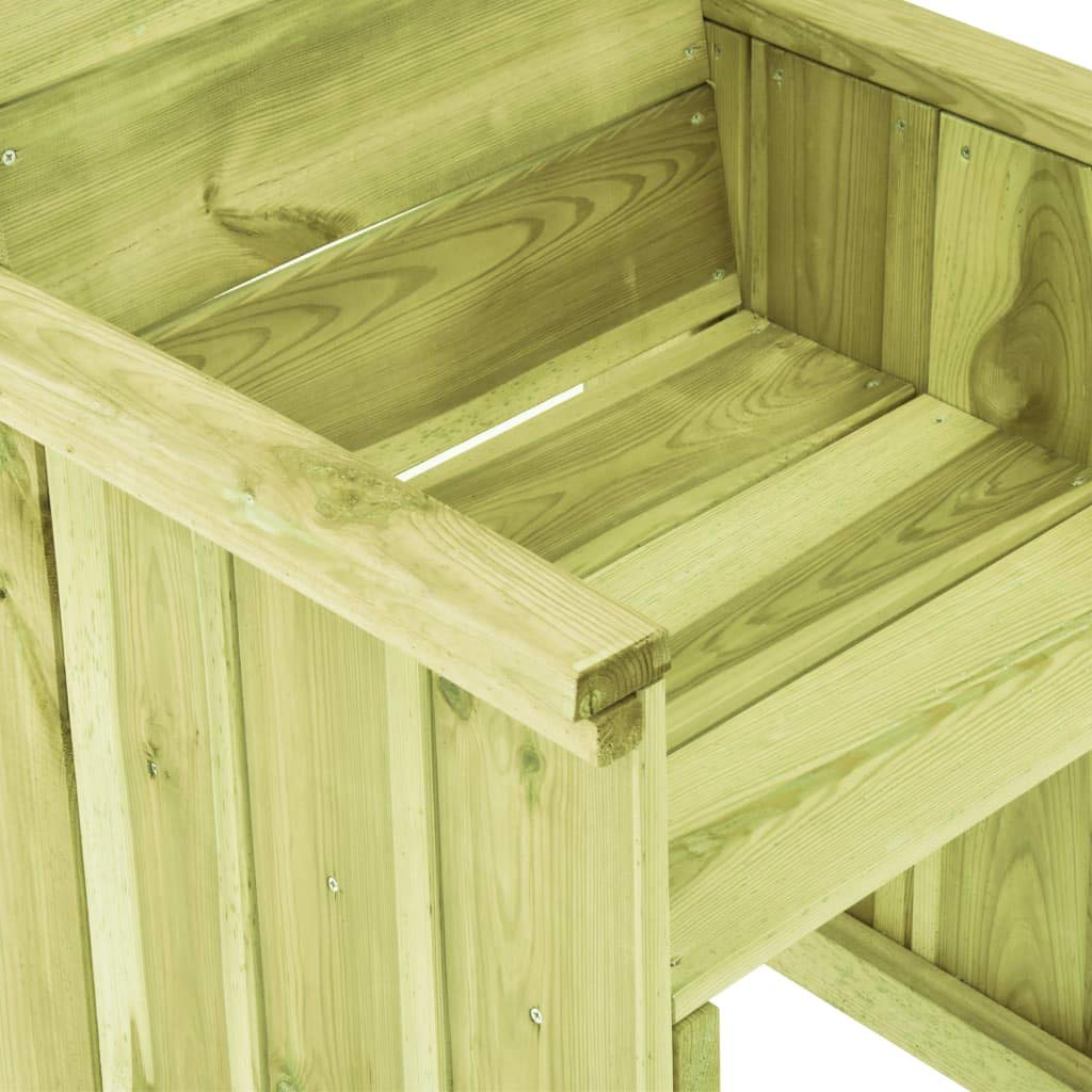 Sedia da giardino in legno di pino impregnato, 60 x 58 x 86 cm, stabile poltrona da giardino con schienale e braccioli, pratica seduta per terrazza, balcone, giardino e uso esterno