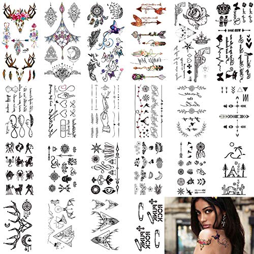 Preisvergleich Produktbild NICEAUTY temporäre Tattoos bieten in Kombination mit beliebten Tattoo-Elementen das einzigartigste und persönlichste temporäre Tattoo für Menschen, die Tattoos lieben, aber Angst vor Schmerzen haben
