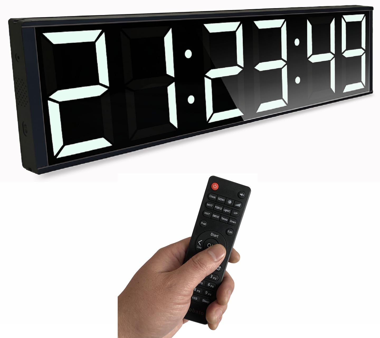 26'' Large Clock (5.3'' Digits), Gym Timer, Home Gym Clock, Workout Timer Clock, Interval Timer, with 8 Alarms, 7-Color Night Lights, for Garage Fitness, Classroom, Office (White)-image-15