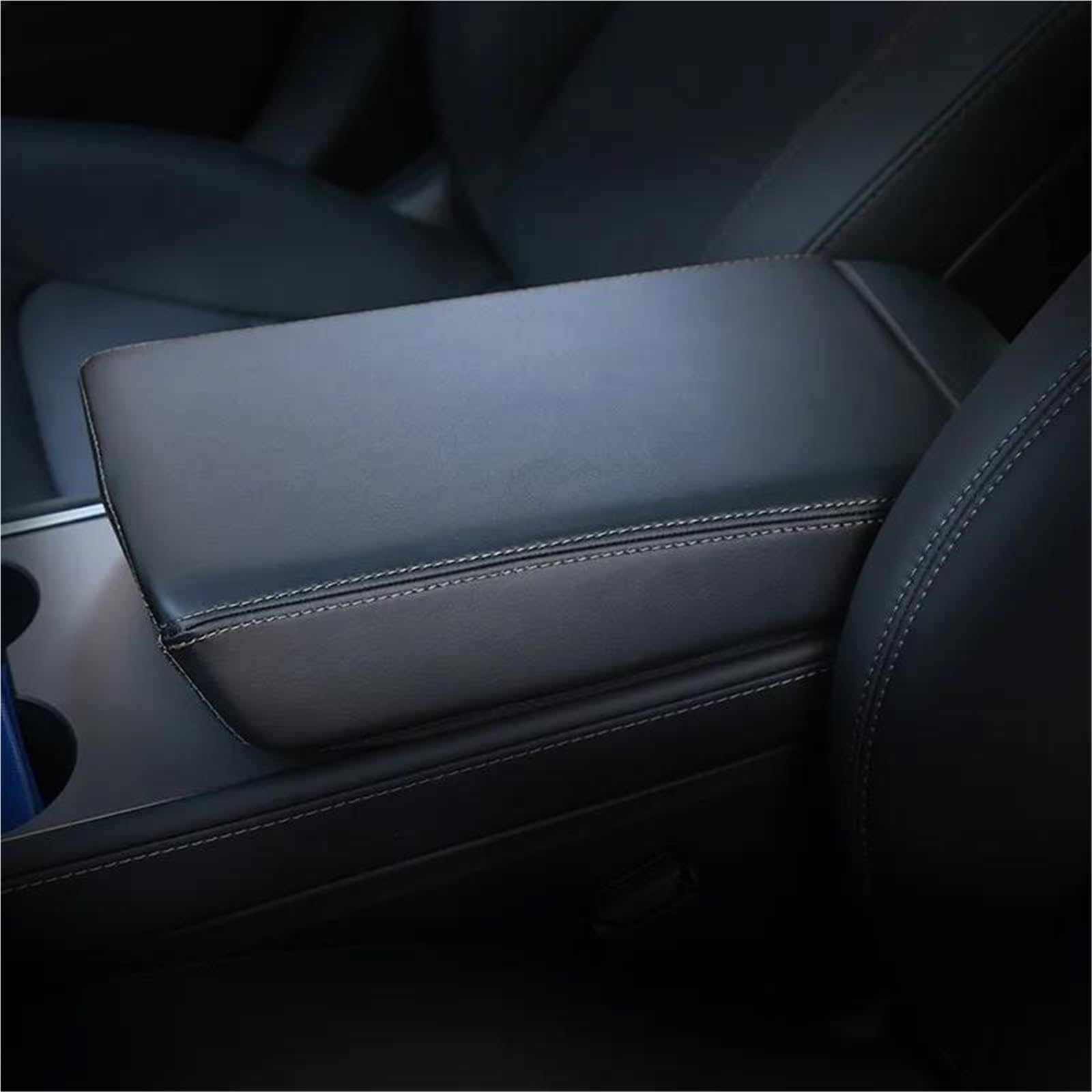 HJKDSZ Car Interior Accessories Center Console Armrest Storage Box Leather Cover Protective For Tesla For Model3 Y 2024(Style 1)