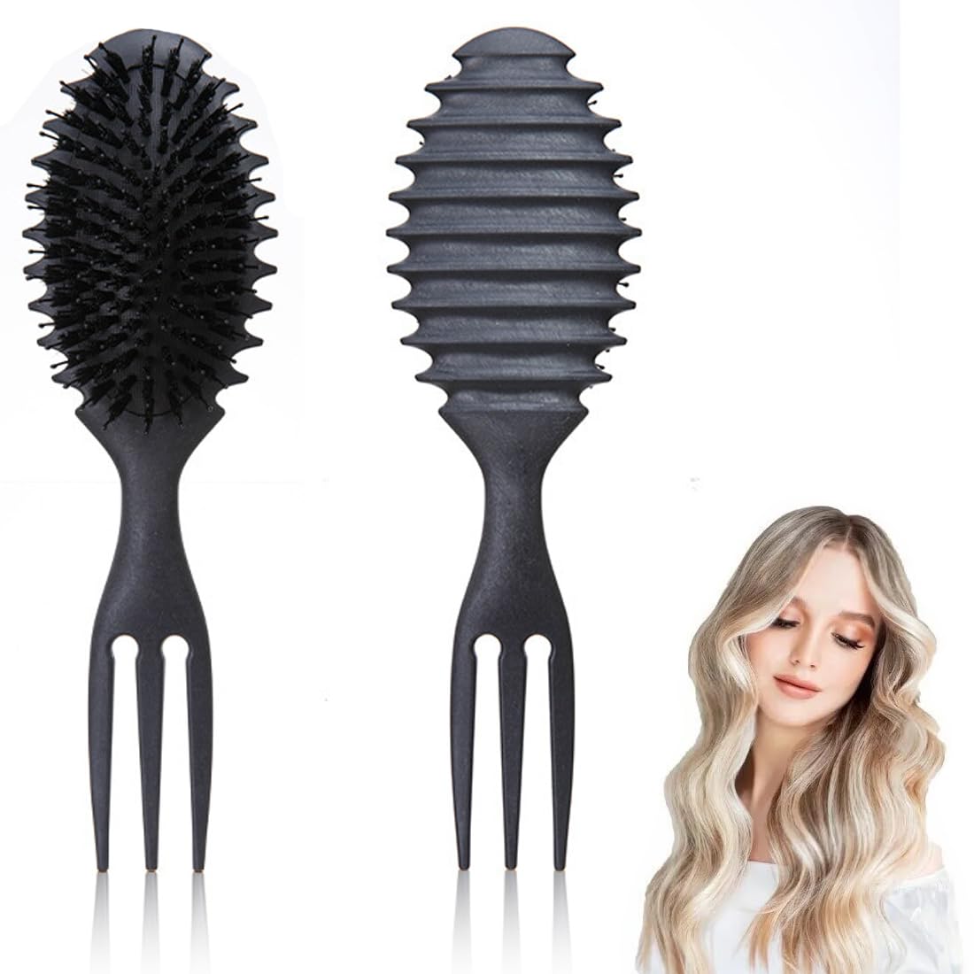 EIHI Cepillo Curly Rizos,Peine Pelo Rizado,Curl Defining Brush,Bounce Curl Brush,Cepillo Pelo Rizado,Para Desenredar,Dar Forma y Definir Rizos Para Mujeres(Negro)