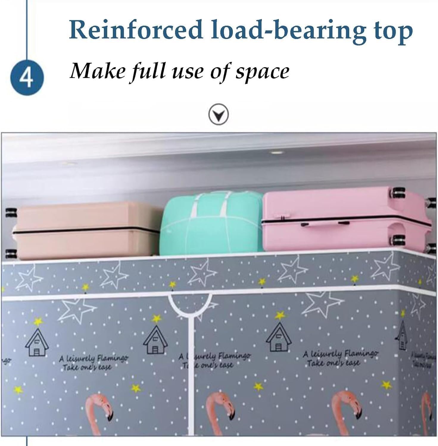 TIST Large Closet Steel Shelf Closet with Patterned Fabric Cover Closet Bedroom Hanging Closet Stylish Portable Wardrobe(A,118cm/46.5in)