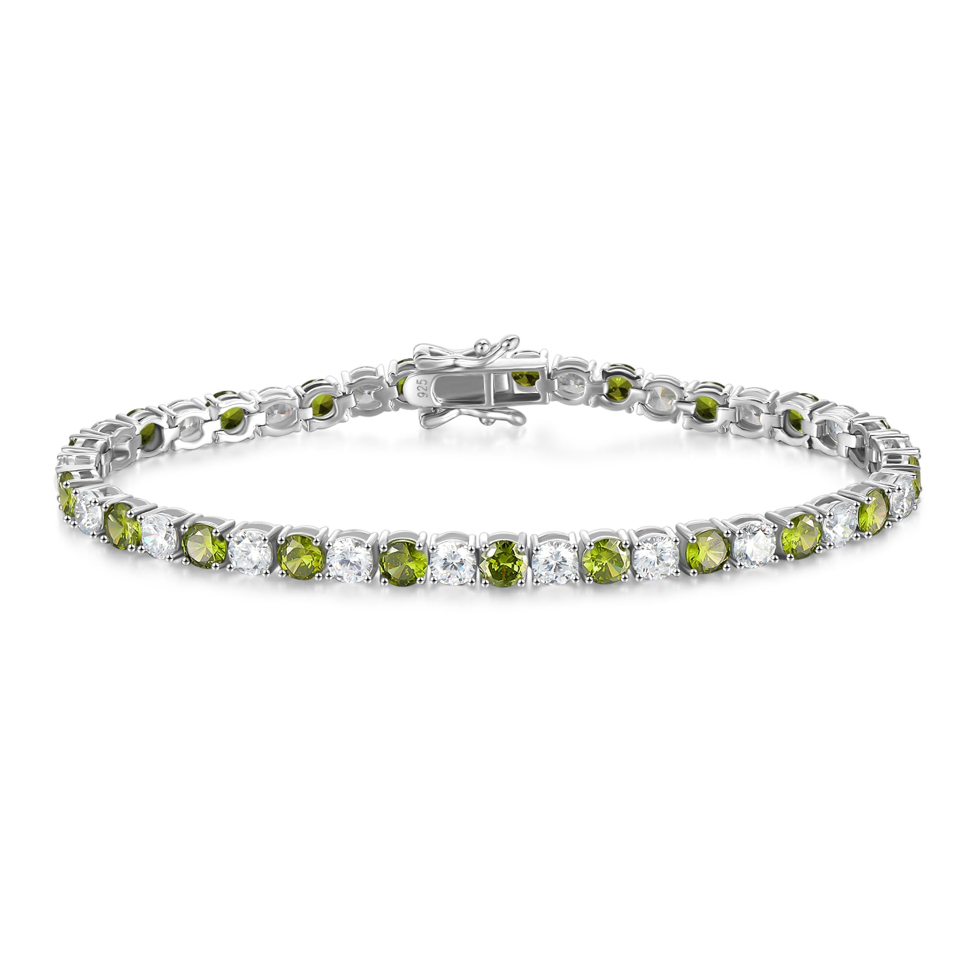 FANCIME Silber Tennisarmband für Damen, 925 Sterling Silber Tennis Armband mit Zirkonia und Synthetisch Edelstein Geschenk Schmuck für Damen Mädchen, Breite 4 mm, Länge 18 cm