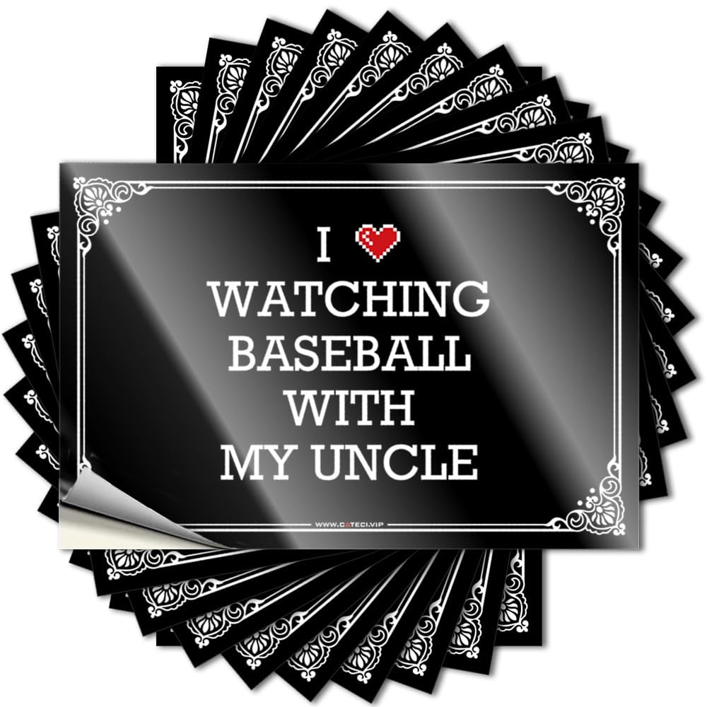 I Love Watching Baseball with My Uncle Decals Space Self Adhesive | Personalized Wall Vinyl Sticker Pack for Farmers(6X9CM)