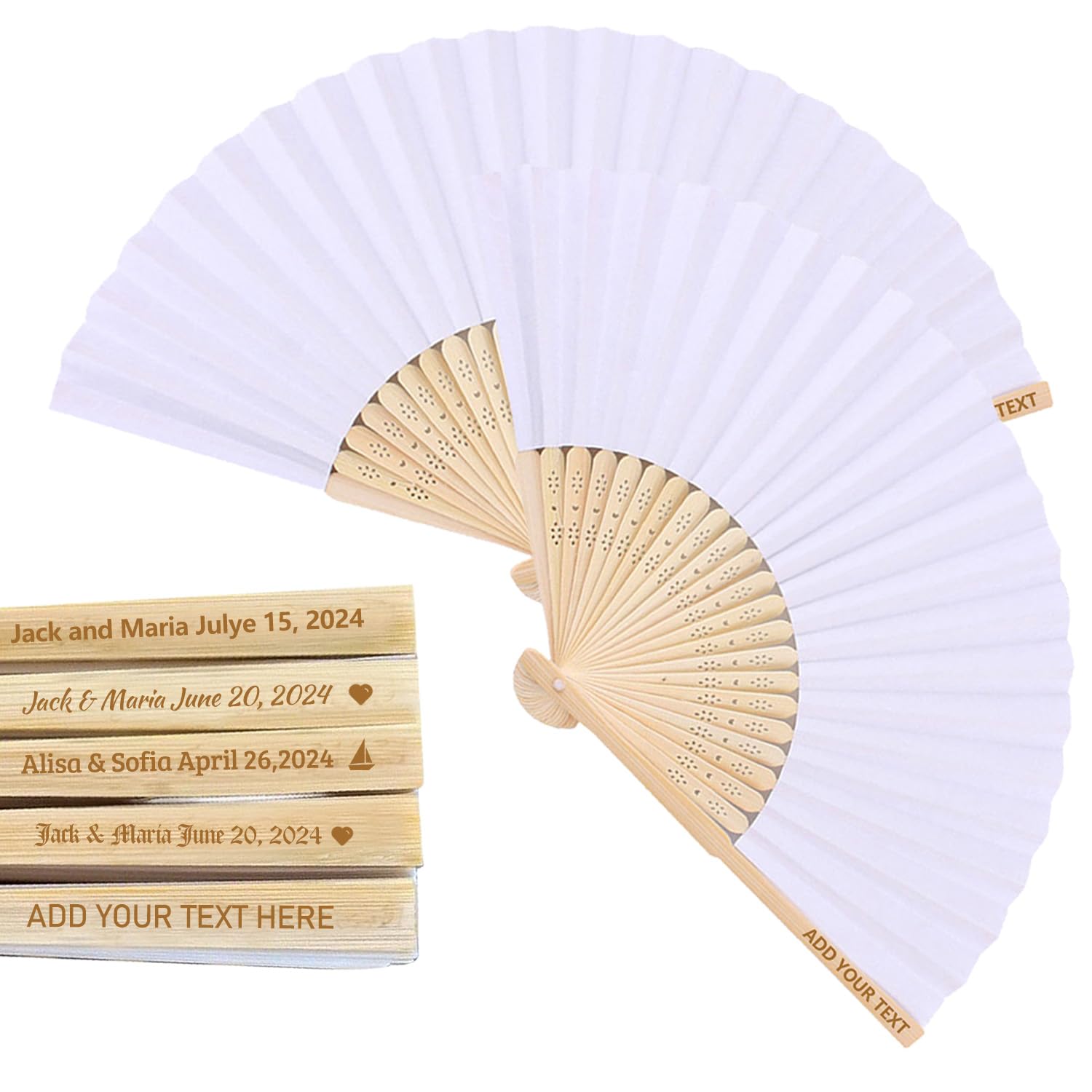 Personalisierbarer Fächer mit Gravur, Personalisierte Faltbare Handfächer, Personalisierter gravierter Holzfächer, Personalisierte Faltfächer aus Holz für Hochzeiten Partys