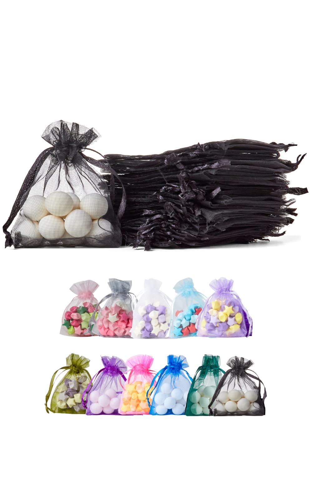 Soul Projekt 50pcs Organza Gift Bags, Black 7x9cm Drawstring Gift Bags, Drawstring Net Bags for Favours, Jewellery, Diwali Mini Bags, Wedding Sweet Bags, Party Bags, Organza Bags Small