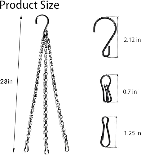 Miniatura 9 de PCTC Paquete de 3 cadenas colgantes de 18 pulgadas, soporte para plantas colgantes, cadenas de cesta de macetas de 3 puntos de repuesto para