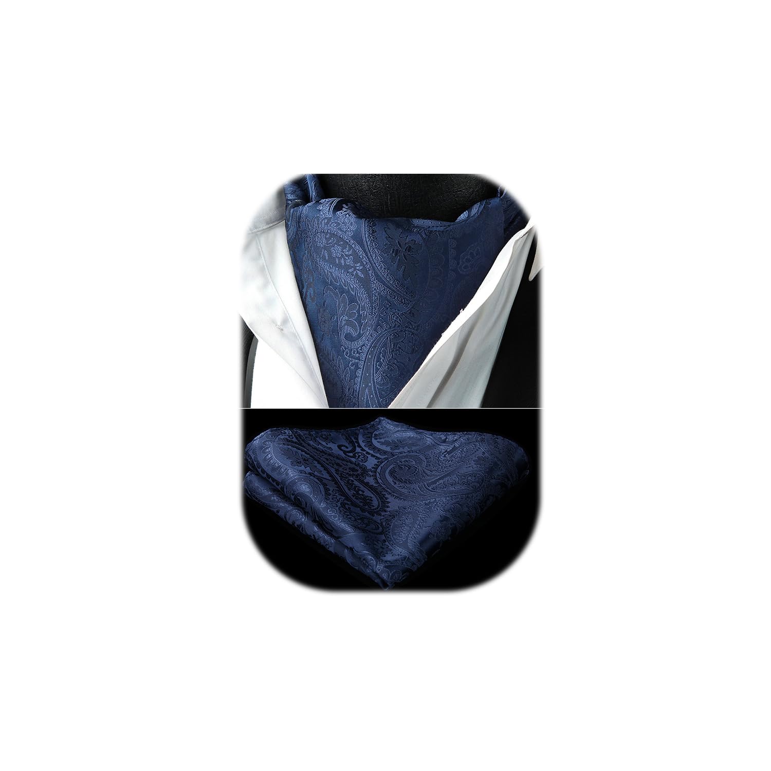 Cravat for Men Silk Paisley Cravats and Handkerchief Jacquard Wedding Ascot Tie & Pocket Square Set for Business Party