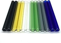 Yeeseok 12pc Colorful Borosilicate Glass Tubes Straws 10mm OD x 4in, 1.5mm Thick - Reusable for Short Cups, DIY Experiments