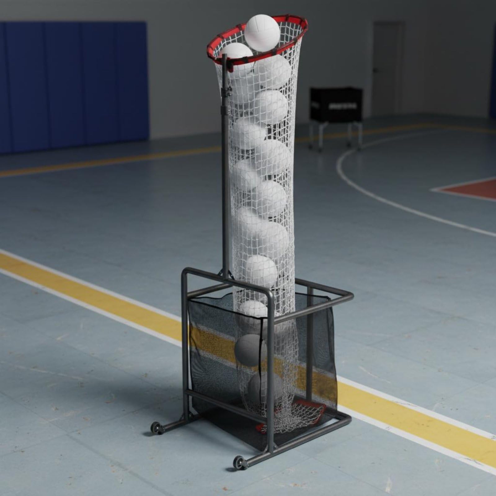 Rete Allenamento Pallavolo Regolabile con Borsa Raccoglipalle Rete Rimbalzante Pallavolo Facile da Montare Attrezzatura Sportiva per Palestra