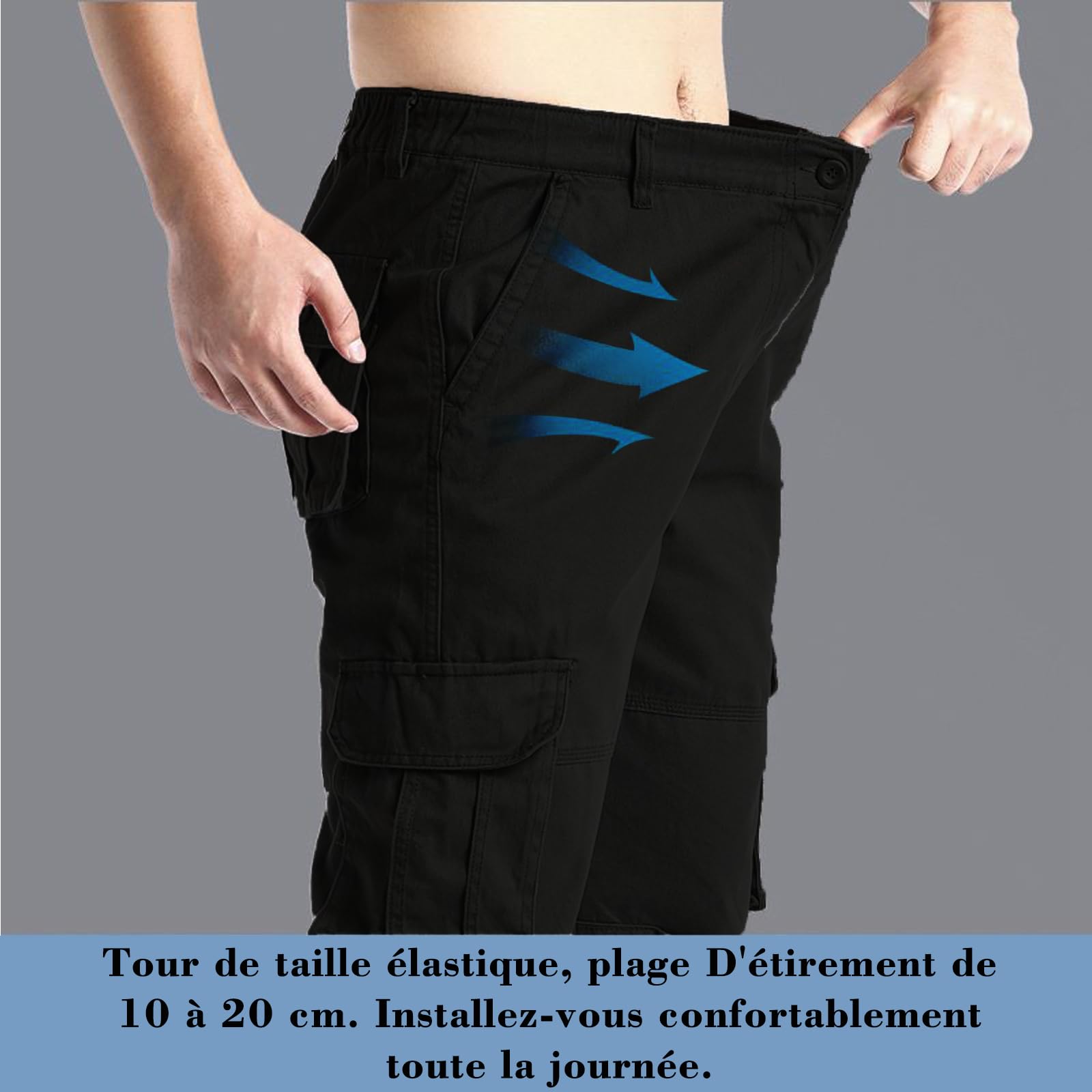Pantalon Cargo Homme De Travail avec Plusieurs Poches avec Ceinture élastique