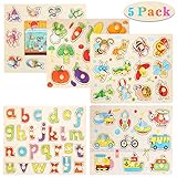 [page_title]-Ucradle Set mit 5 bunten Holzpuzzle Steckpuzzle mit Perfekt für Kinder im Vorschulalter - Hilft der frühen Erziehung & Intellektuellen Entwicklung
