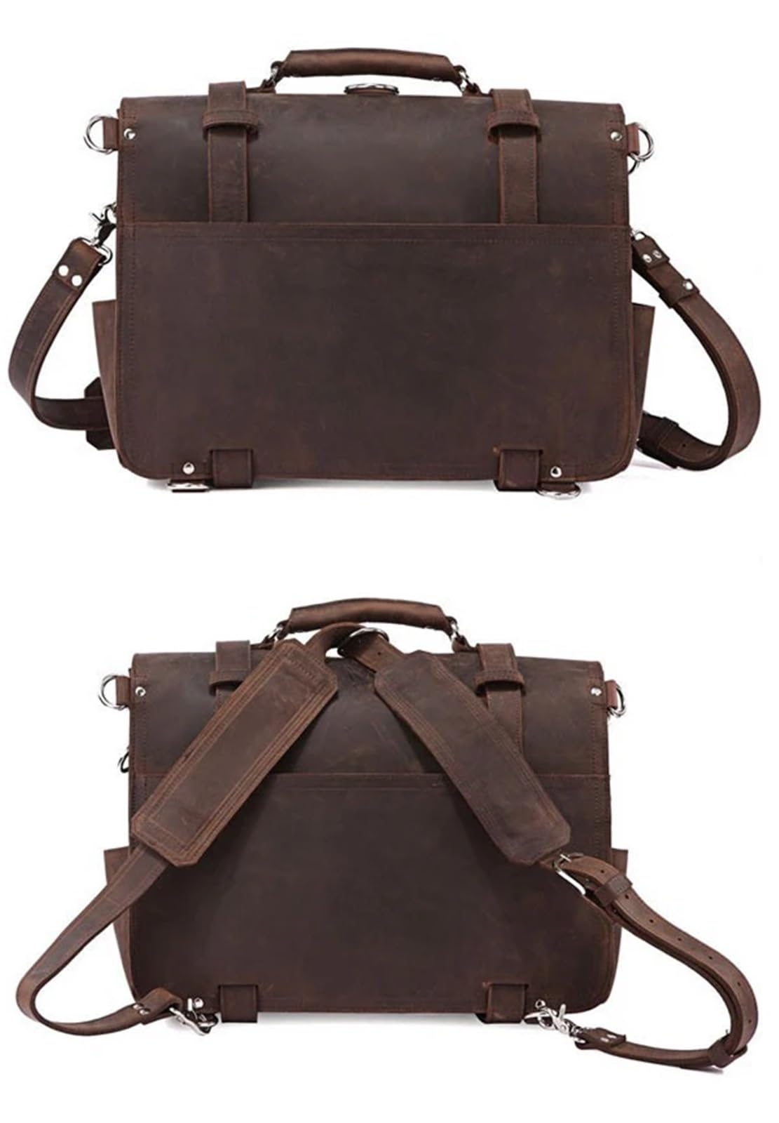 Bolso Mensajero De Cuero Maletín de cuero genuino for hombre, bolso negocios, maletín grande for portátil 15,6", hombro for oficina En Viaje De Negocios