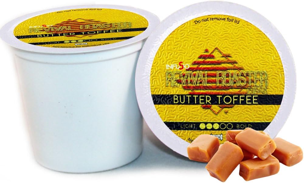 Butter Toffee Coffee Pods, Single Serve Coffee Pods for Keurig K Cups Brewers - Premium Roasted 96 Count