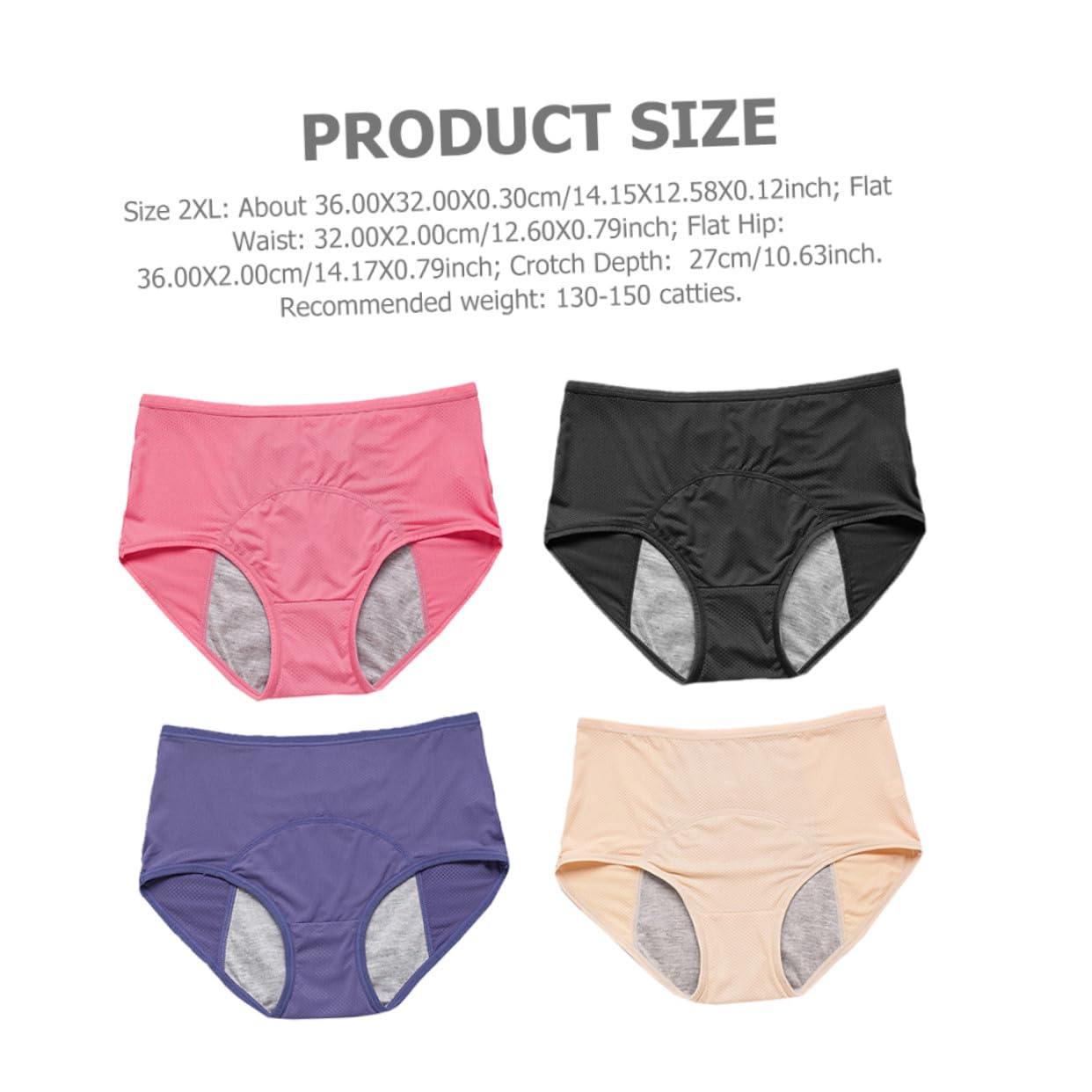 KOMBIUDA 4 Piezas Bragas Menstruales Mujer Alta Cintura Transpirables Cómodas para Período Pack