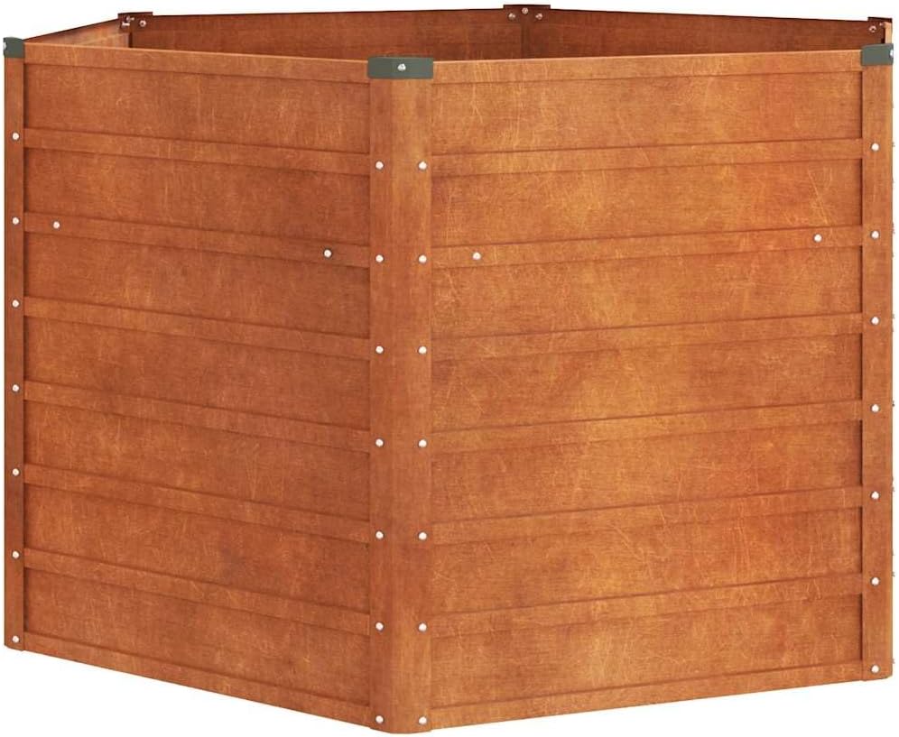 Hexagonal Corten Steel Raised Garden Bed 50.8x50.8x30.3 in Large Outdoor Planter Box Weathered Rusty Finish for Patio Balcony Yard