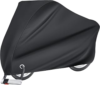 Puroma Waterproof Bike Cover for 1 Bike - 190T Outdoor Bicycle Protection from Rain Sun UV Dust Wind, Lock Hole Secure Fit (Black)
