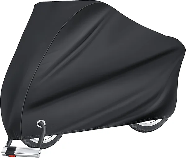 Puroma Bike Cover for 1 bike, Outdoor Waterproof Bicycle Covers Rain Sun UV Dust Wind Proof with Lock Hole for Mountain Road Electric Bike (Basic Black)