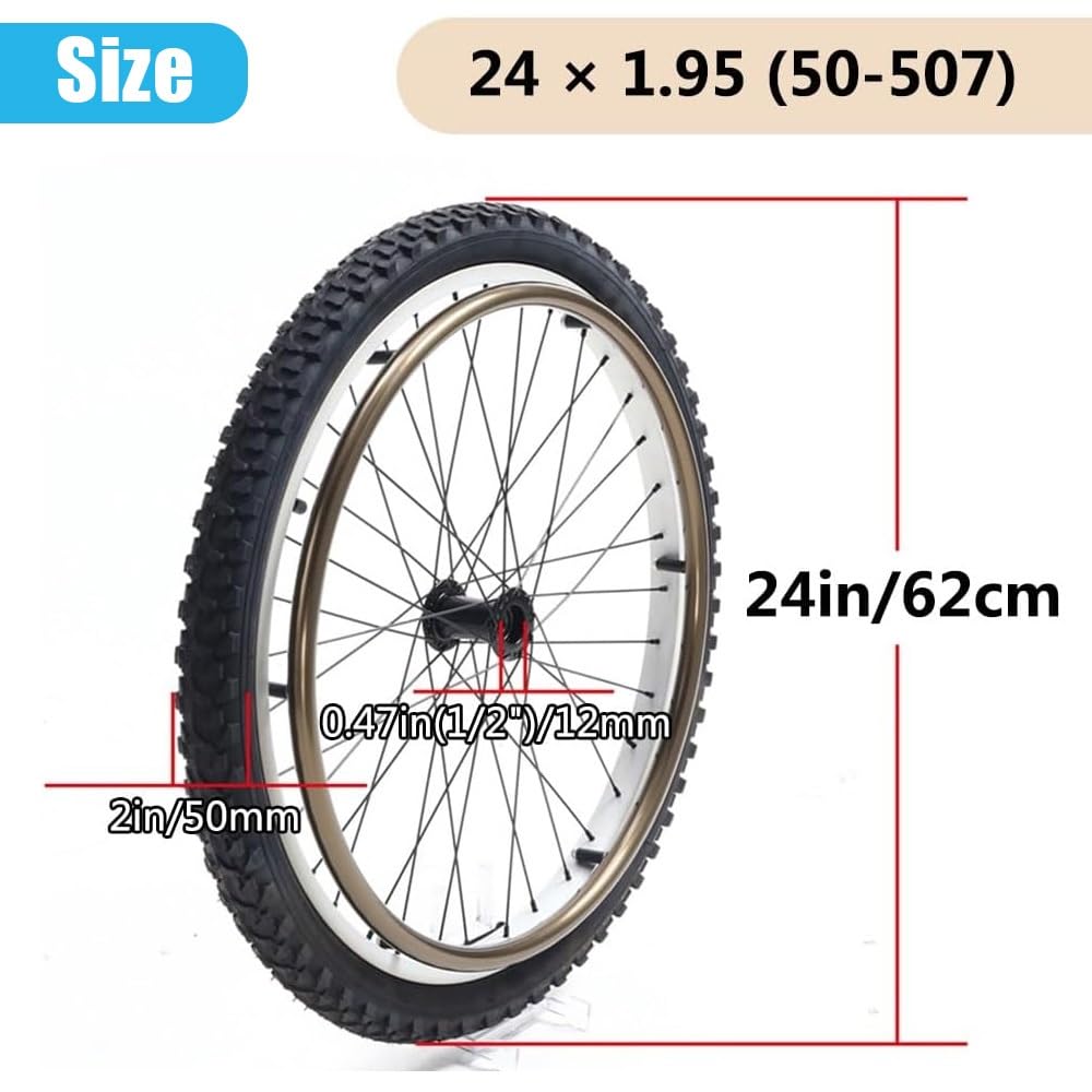 24 Pulgadas Ruedas Traseras Para Silla De Ruedas, 24 X 1.95 Ruedas Traseras Para Sillas De Ruedas Manuales, Accesorios Recambio De Ruedas De Repuesto