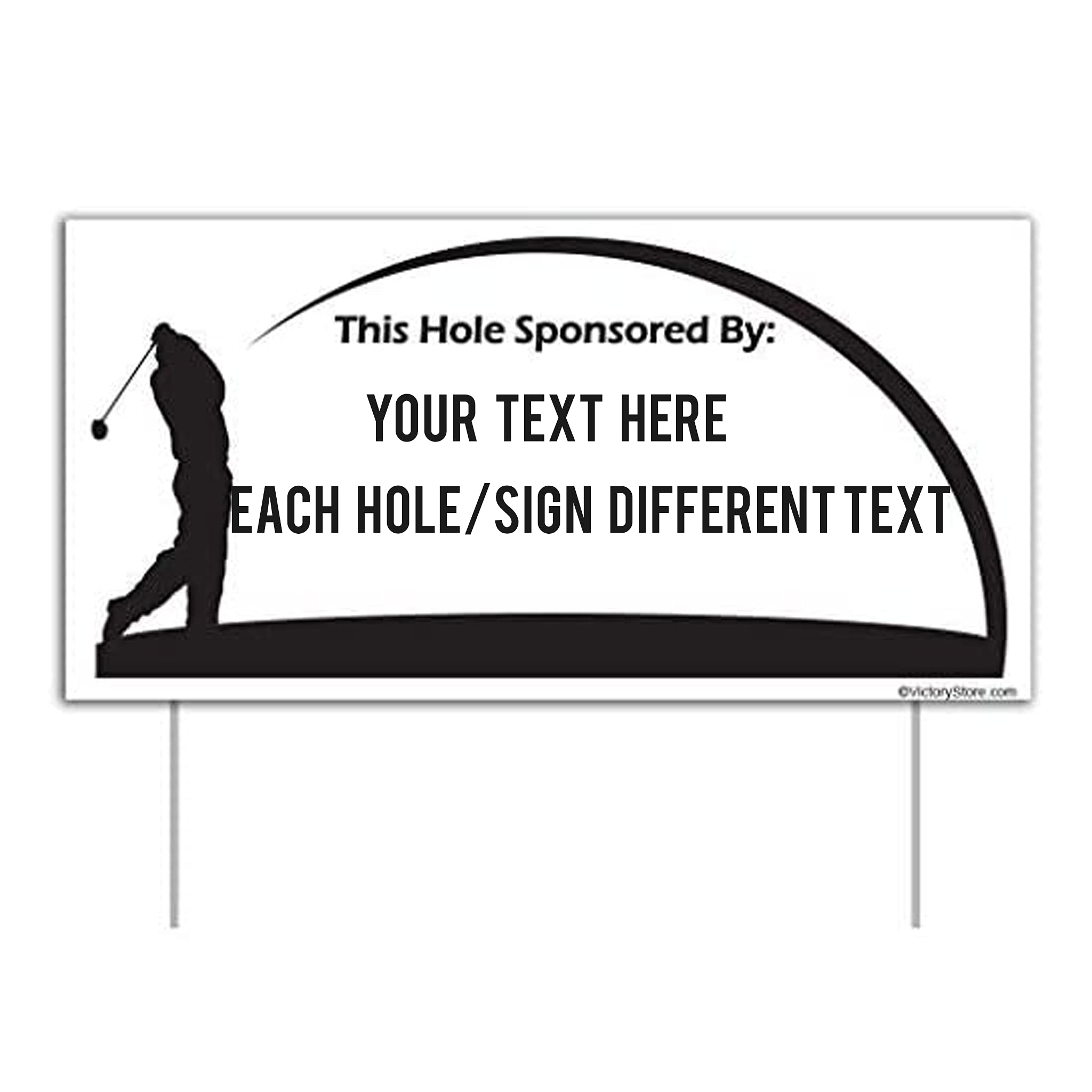 VictoryStore Golfing Tournament Yard Sign 12 Inches By 24 Inches with Stakes (18 Signs one for Each Hole) (Custom Hole Sponsored By)