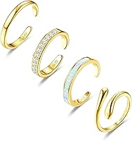 14K Gold Filled Adjustable Toe Rings for Women - 4PCS Set, Waterproof, Non-Tarnish Summer Beach Jewelry, Stackable Thin Bands
