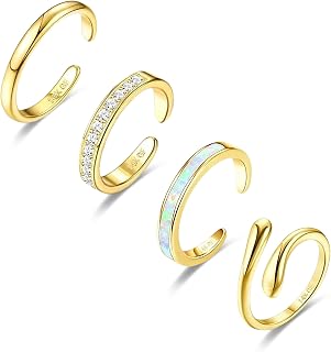 14K Gold Filled Adjustable Toe Rings for Women - 4PCS Set, Waterproof, Non-Tarnish Summer Beach Jewelry, Stackable Thin Bands