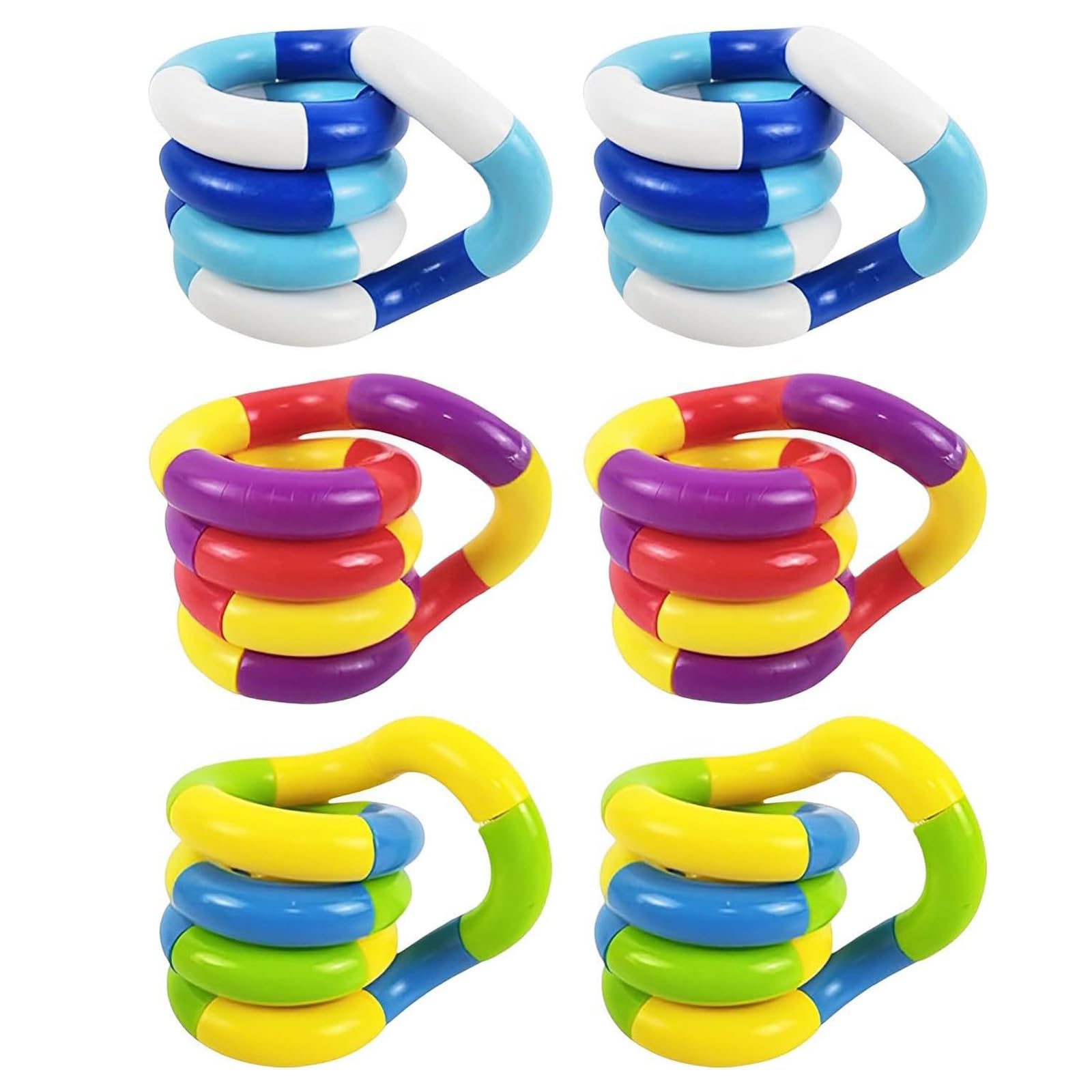 6 Pcs Tangle Fidget Toy, Fidget Toy,Creative Toy, Twisting Sensory Toy for Women and Man Hand-Eye Coordination Stress Relief (3 Color)