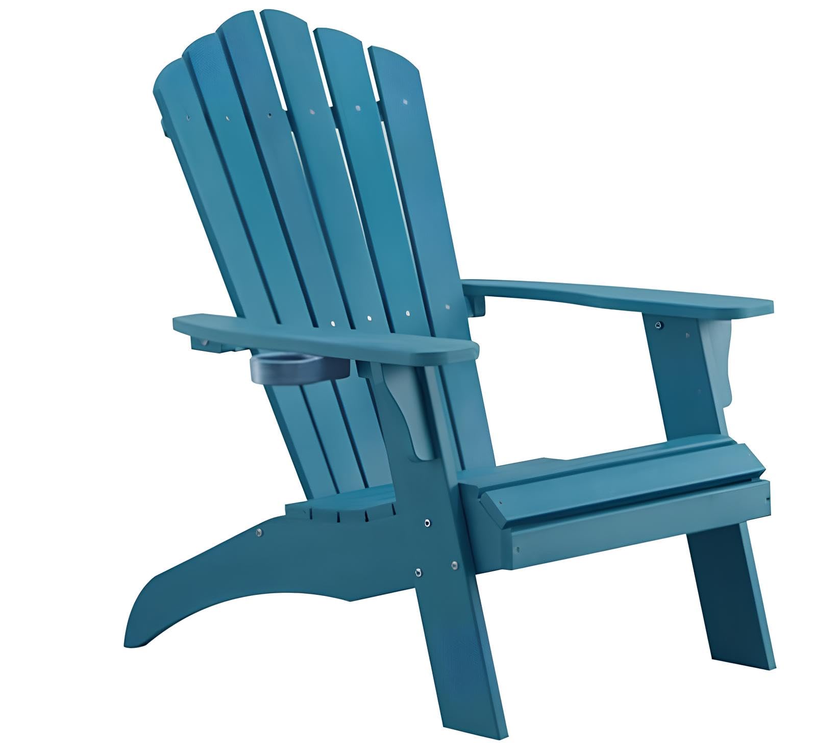 EFURDEN Silla Adirondack Adirondack con soporte para tazas, sillas Adirondack con soporte para bebidas, de poli Lumber, para exteriores, silla de jardín y rana, 160 kg, perfecta para piscina y terraza