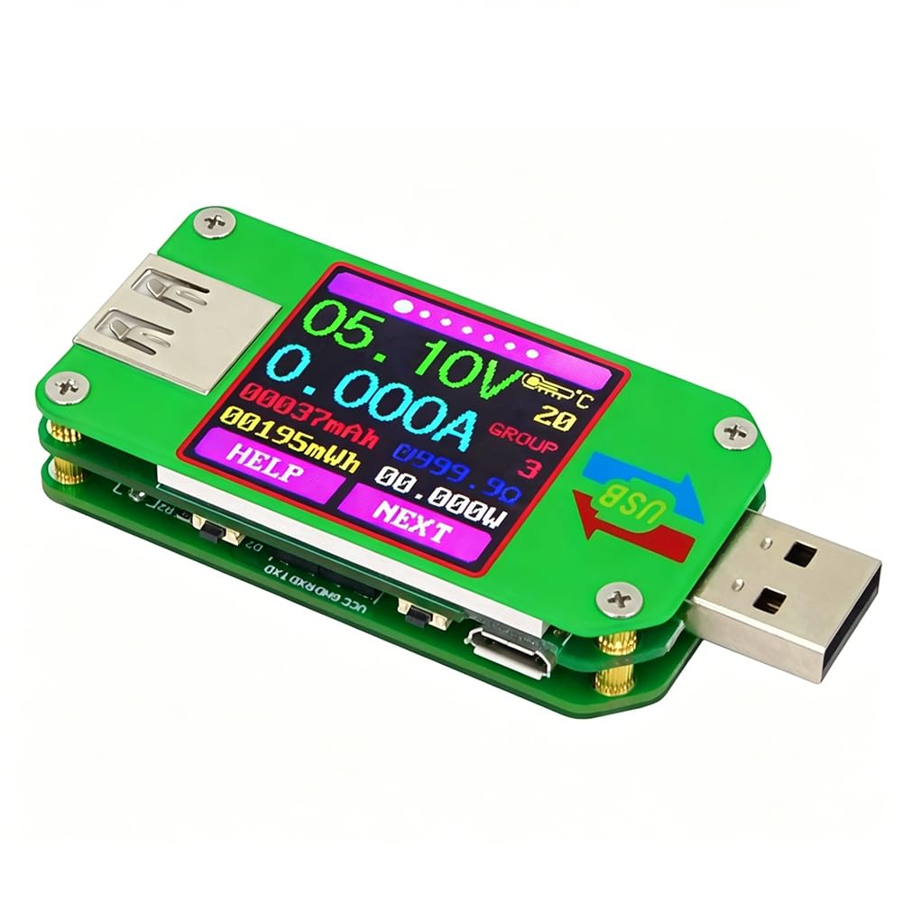 Jnchdghwa Green Voltage And Current Meter Battery Tester Usb Voltmeter Tester Voltage Current Meter No Bluetooth