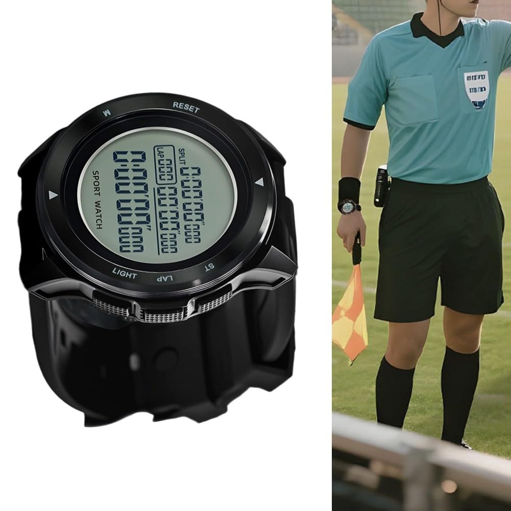 Orologio digitale da arbitro di calcio, timer multifunzione per allenatori, cronometro, orologio sportivo con retroilluminazione, cronometro di memoria