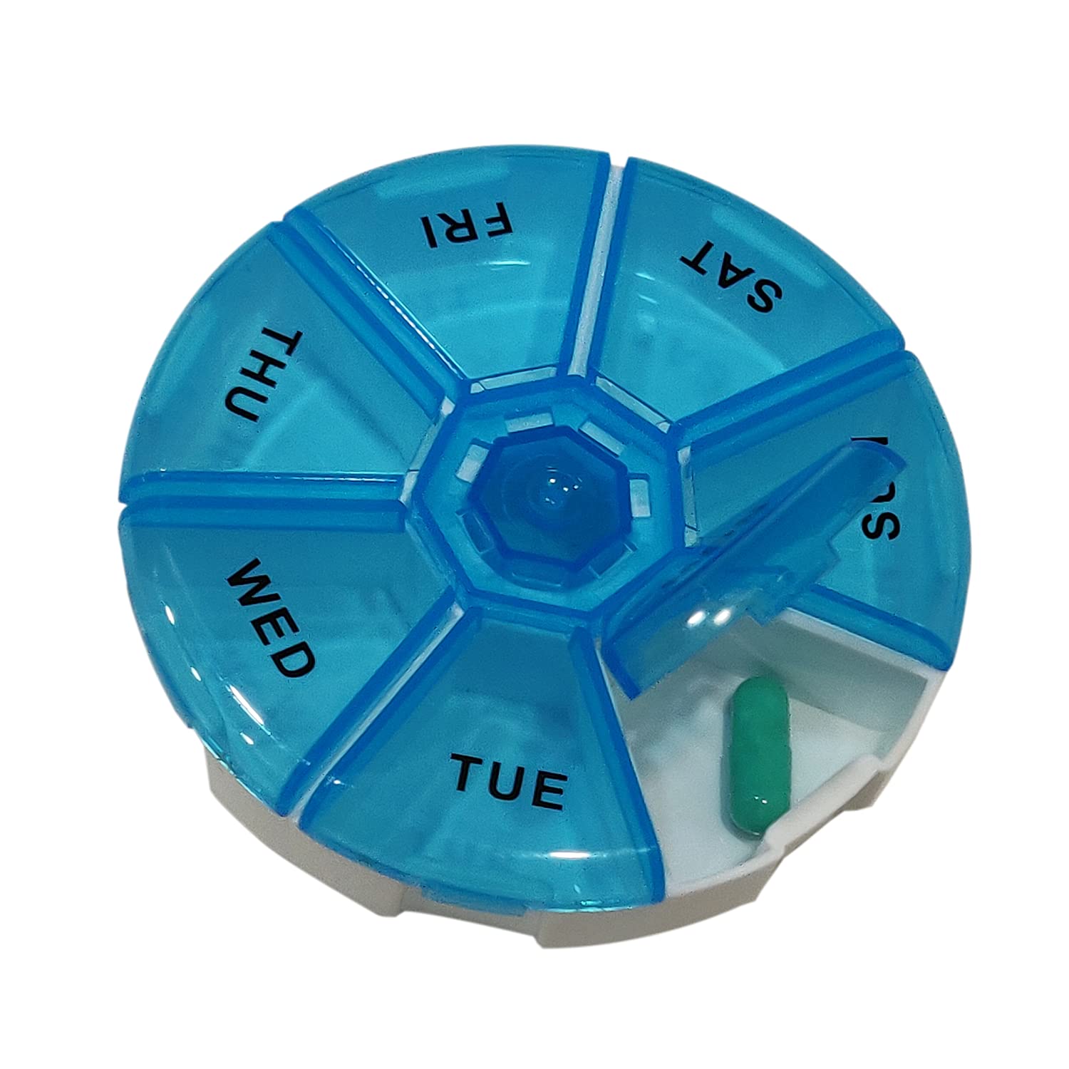 Round Portable Pill Medicine Organizer Reminder Storage Box For 7 Days, Pack of 1