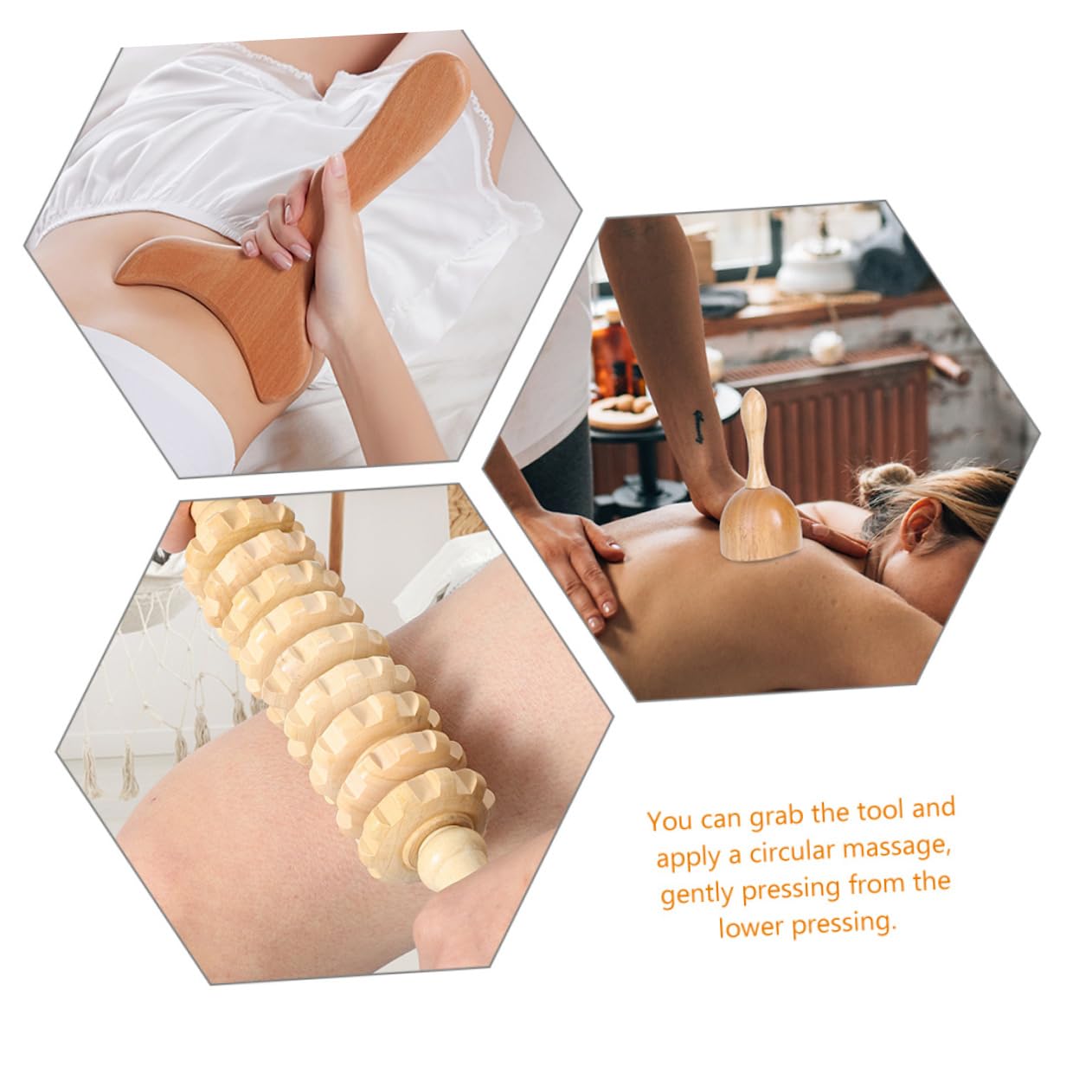 PartyKindom 4 Stück Massage mit Rollenmassagegerät und Holzkörperschaber für Manuelle Selbstmassage zu Hause