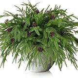 Watayo Lot de 10 Branches de pin de Noël avec Pommes de pin – 48,3 cm de Longueur Extra Lo...