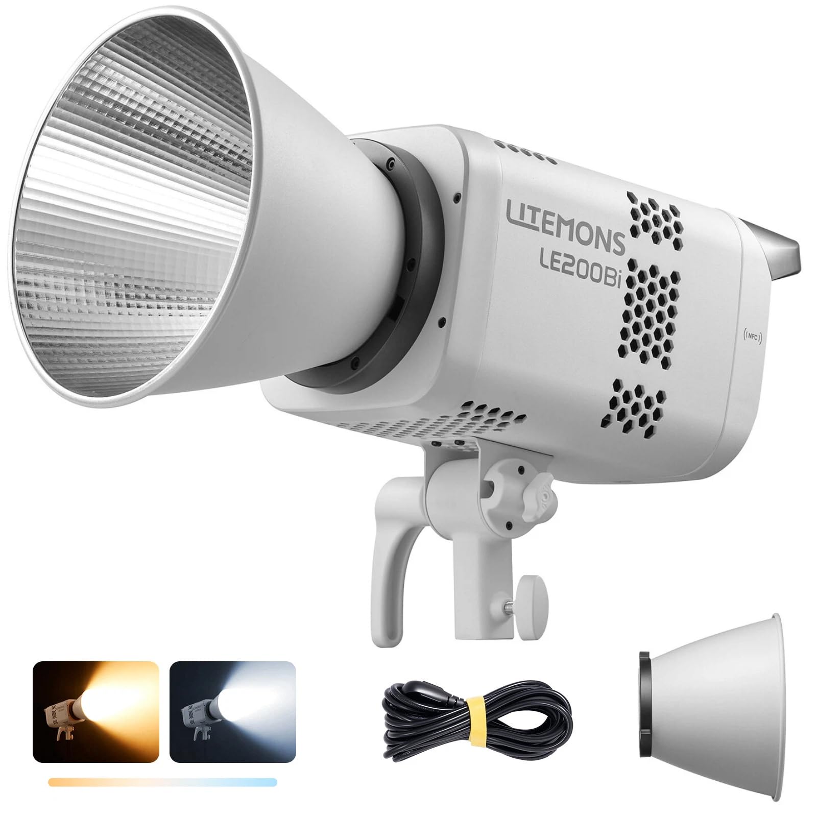 Godox Litemons LE200Bi Bicolor LED Video Light, 220W 57700Lux@1M CRI98+ Bowens Mount LED Light, Studio Bright with APP Control, 11 FX Effects, 0-100%
