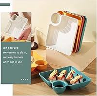 Vista 5 de Kichvoe Plato de pasta para servir albóndigas con compartimento para salsa, plato de plástico para sushi, platillos de sushi de plástico, plato