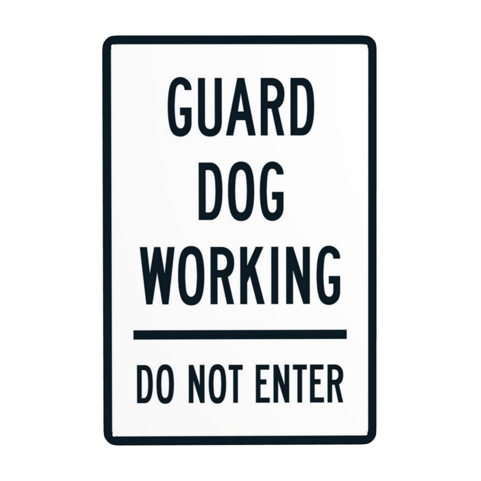 Guard Dog Working Do Not Enter, Beware Of Dog Vintage Metal Warning Sign 12x8 Inch
