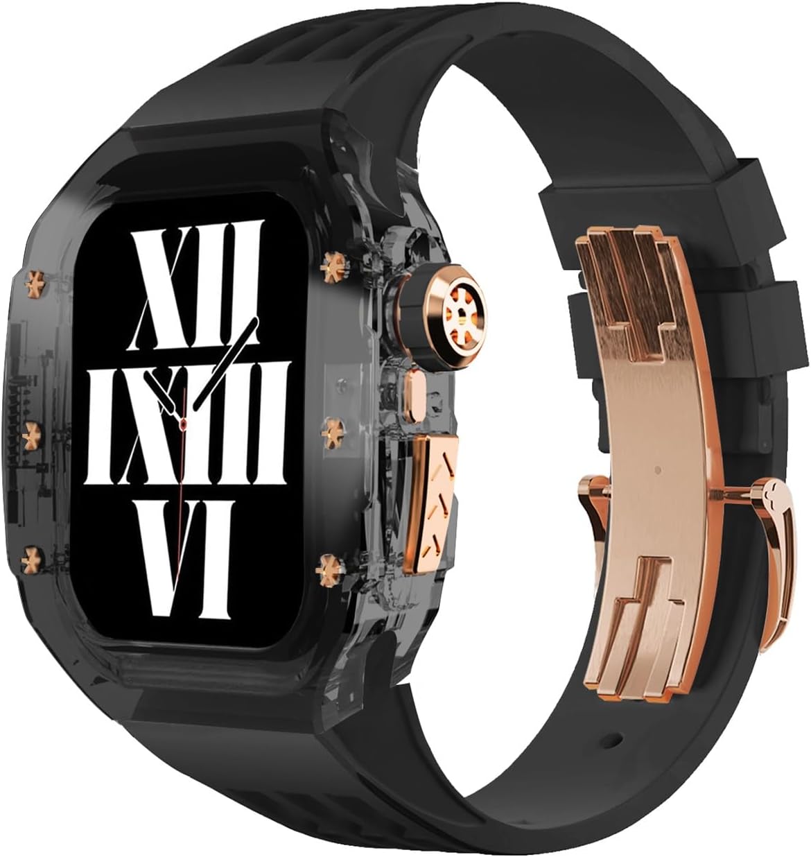 BUDAY Luxury Glacier Modification Kit，For IWatch Series 9 8 7 6 5 4 SE Transparent Watch Case，For Apple Watch Series 44mm 45mm Upgrade Replace Strap Accessories