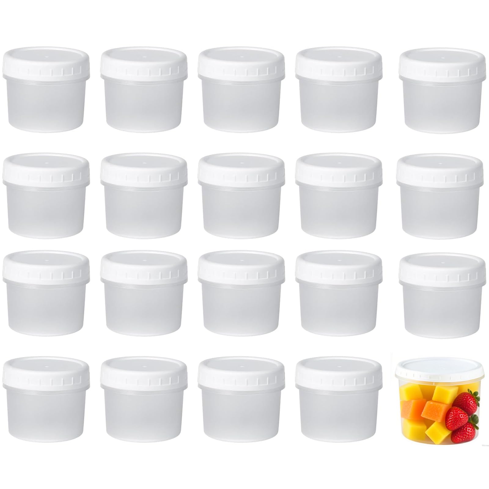 CafullCon 20 Pack 160ml Small Food Containers with Lids, Reusable Leakproof Airtight Plastic Snack Pots, Food Storage Jars for Lunch Yogurt Fruit Sauce Snack, Dishwasher & Microwave & Freezer Safe