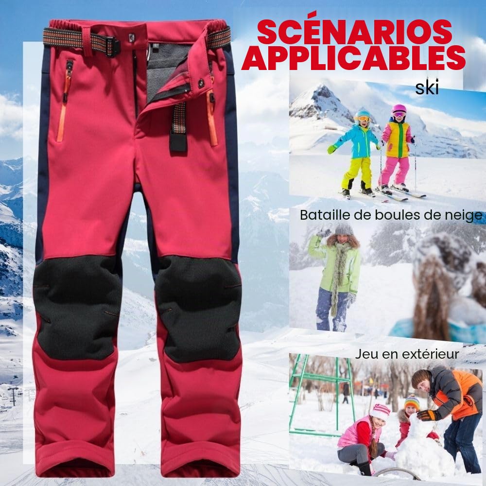 Pantalon thermique imperméable pour garçons et filles, pantalon de neige, pantalon d'extérieur d'hiver, pantalon de randonnée, pantalon de ski softshell pour enfants