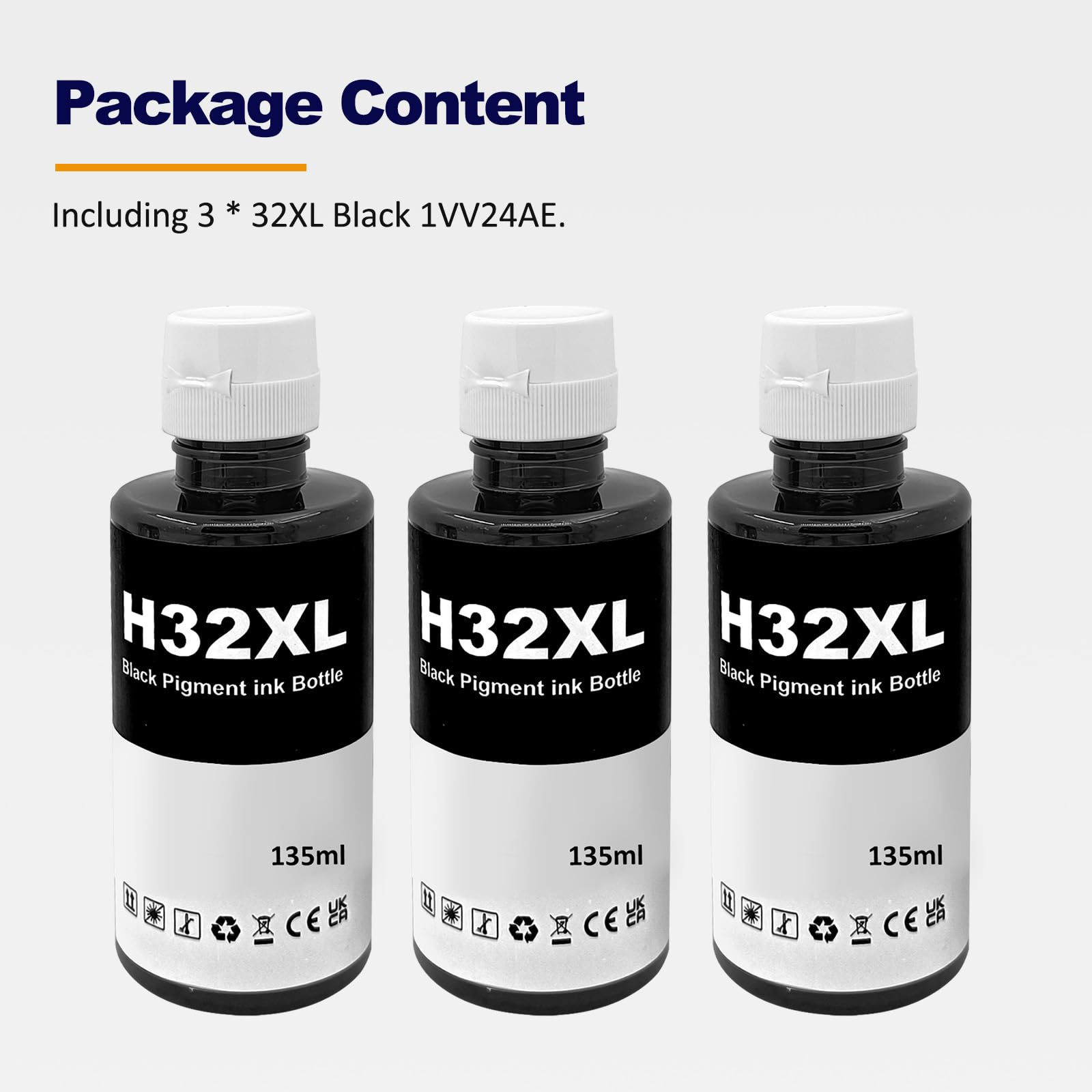 LAIPENG 32XL Inchiostro Compatibile con HP 32 XL per Smart Tank 315 319 455 515 516 530 555 558 559 570 655 670 790 5105 7005 7006 7305 7306 7605 415 419 Stampante (3 Nero)