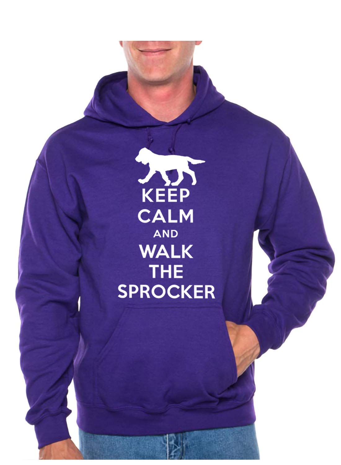 Print4U Keep Calm Walk The Sprocker Dog Hoodie X-Large Purple