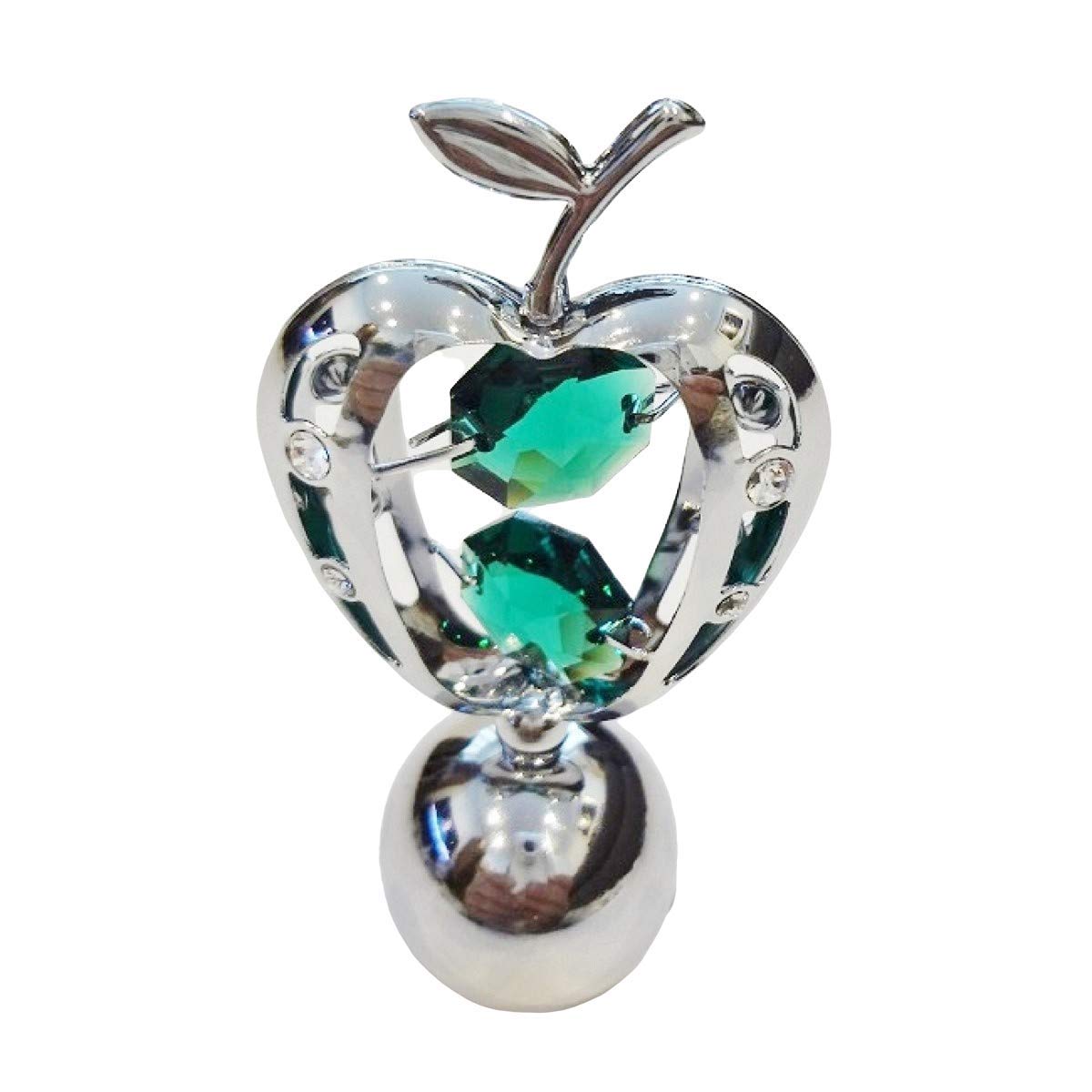 Crystocraft Green Apple Crystal Ornament With Swarovski Elements Gift Boxed Crystals Silver Chrome Plated Fruit Perfect Keepsake Collectors Gift Figurine
