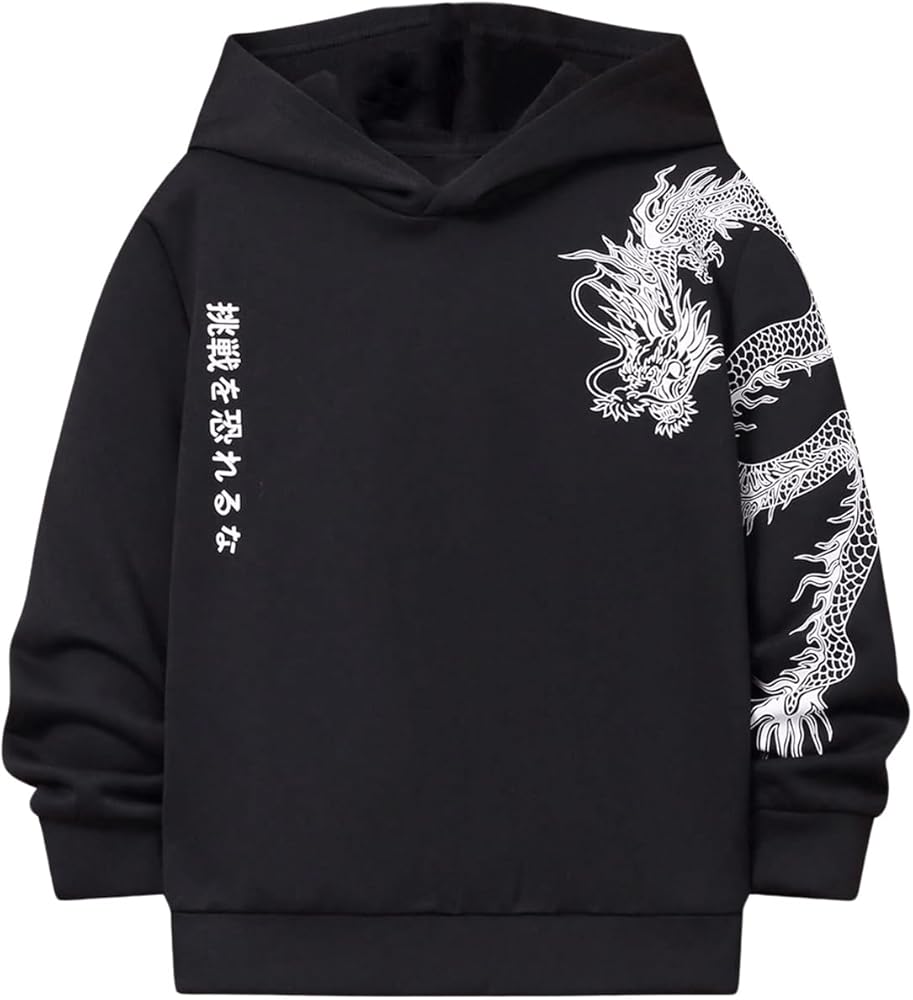 Amazon.com: WDIRARA Boy's Dragon Letter Graphic Hoodie Long Amazon.com: WDIRARA Boy's Dragon Letter Graphic Hoodie Long