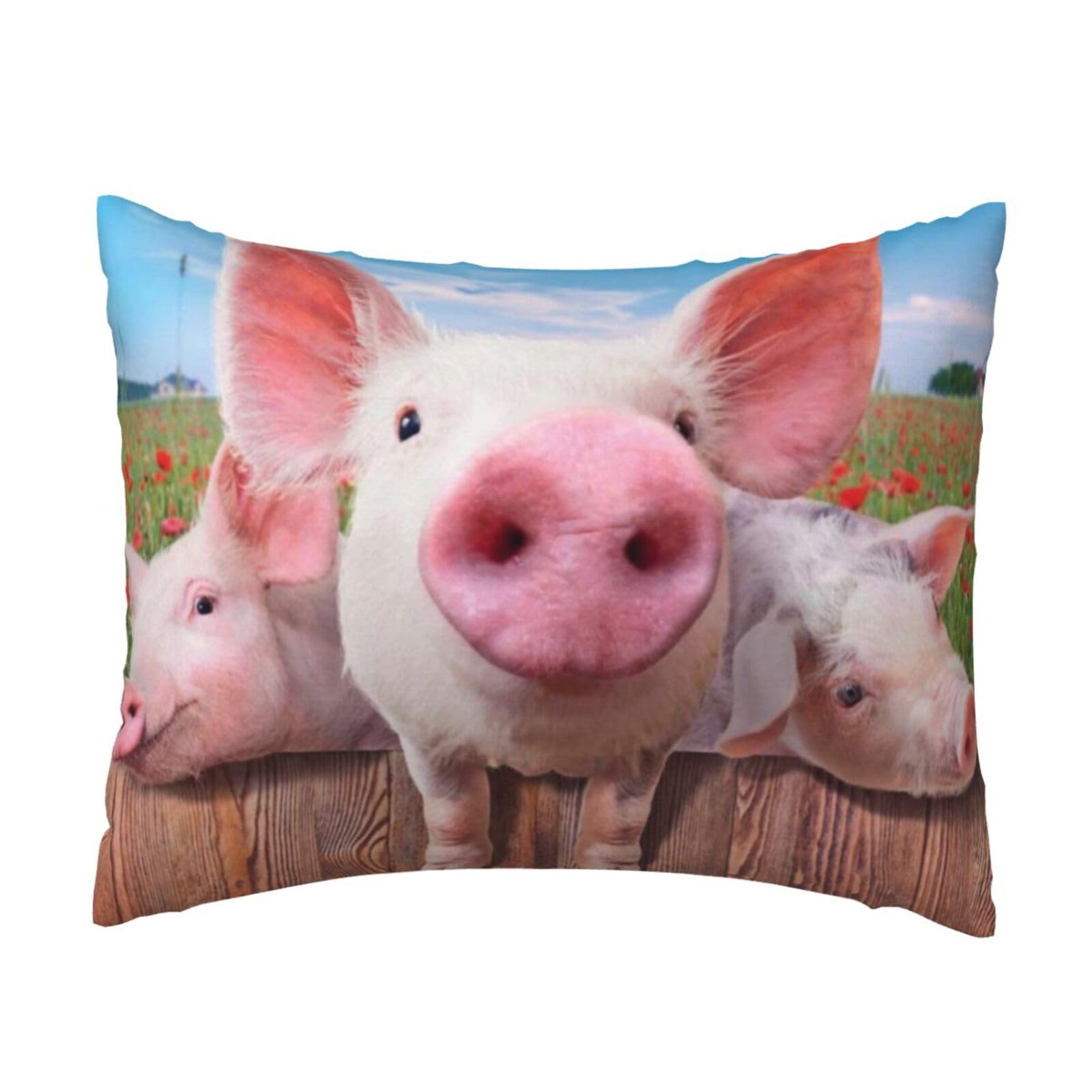 WSHFFILO Funny Cute Pig printed Pillow Case 20x26in Decorative pillowcase Throw Pillow Cover