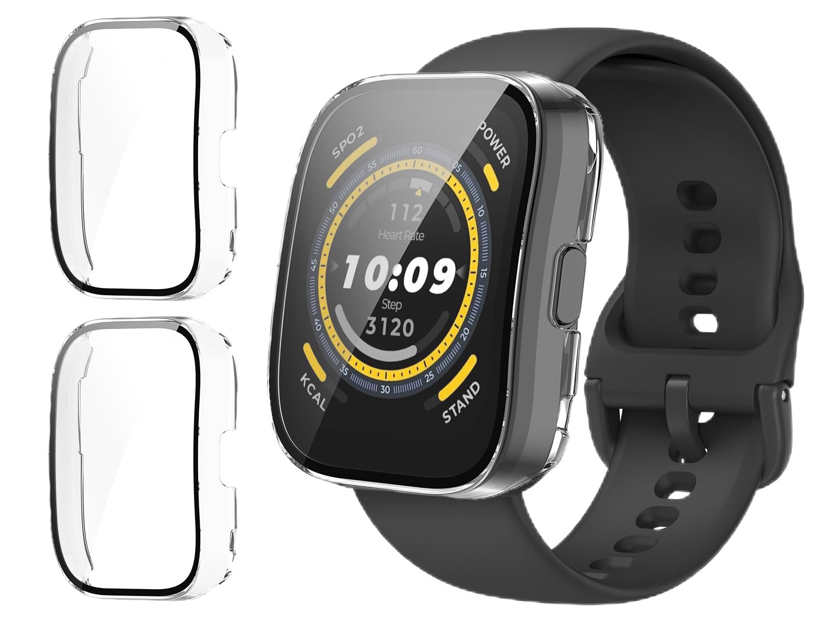 GIOPUEY [2 Pack Funda para Amazfit Bip 5, Protector de Pantalla + Bastidor rígido, Protección Total del Paquete - Transparent+Transparent